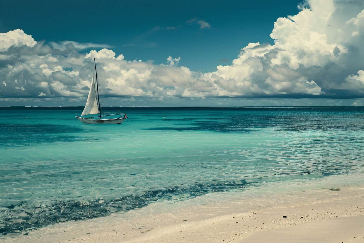 Łódź żaglowa dhow u wybrzeży Zanzibaru